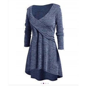 Cellabie Blue Ribbed Hi-Low tunic, 2X/3X